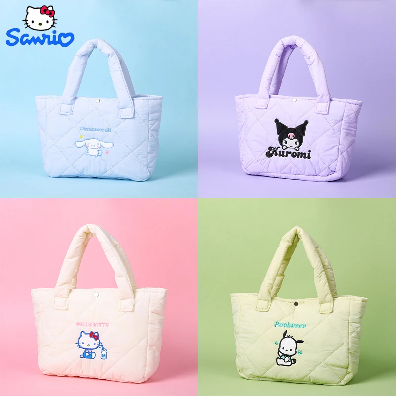 Женская мультяшная сумка с вышивкой Hello Kitty Sanrio Kuromi Cinnamoroll Женская универсальная сумка Милая Студенческая сумка через плечо