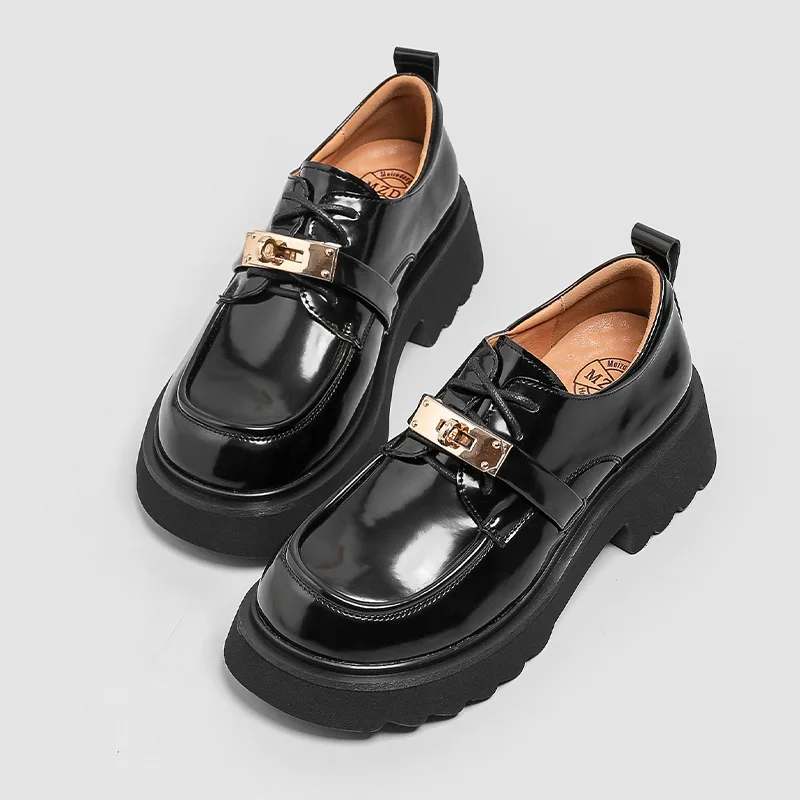 2023 New Platform Loafers Women Small Leather Shoes Round Toe Lace Up British Retro Leather Chunky Heel Jk Mary Jane Shoes Black
2023 New Platform Loafers Women Small Leather Shoes Round Toe Lace Up British Retro Leather Chunky Heel Jk Mary Jane Shoes Black