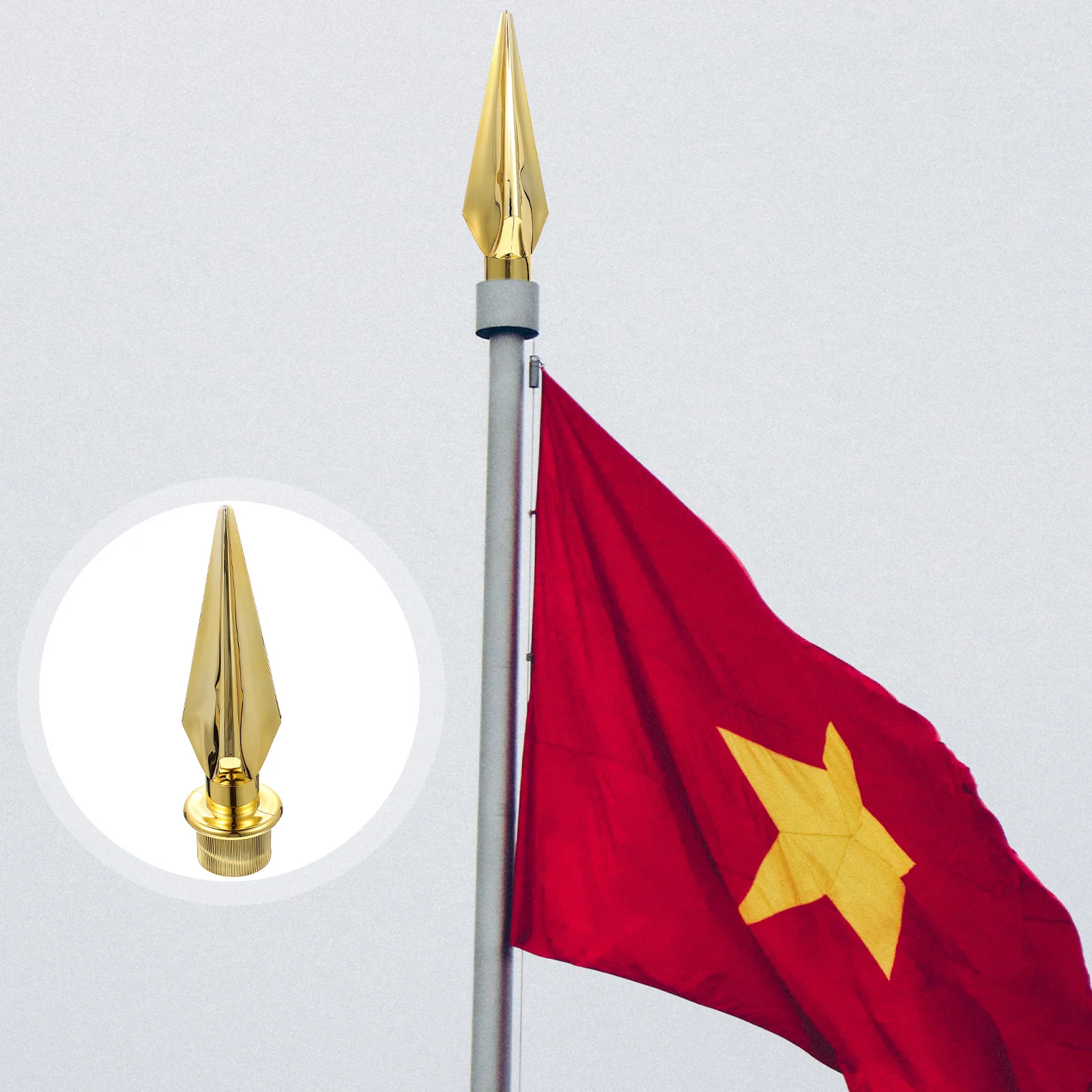 Office Decorations Jacket Flag Pole Topper Stainless Steel Decorated Head Plastic Tips
Office Decorations Jacket Flag Pole Topper Stainless Steel Decorated Head Plastic Tips