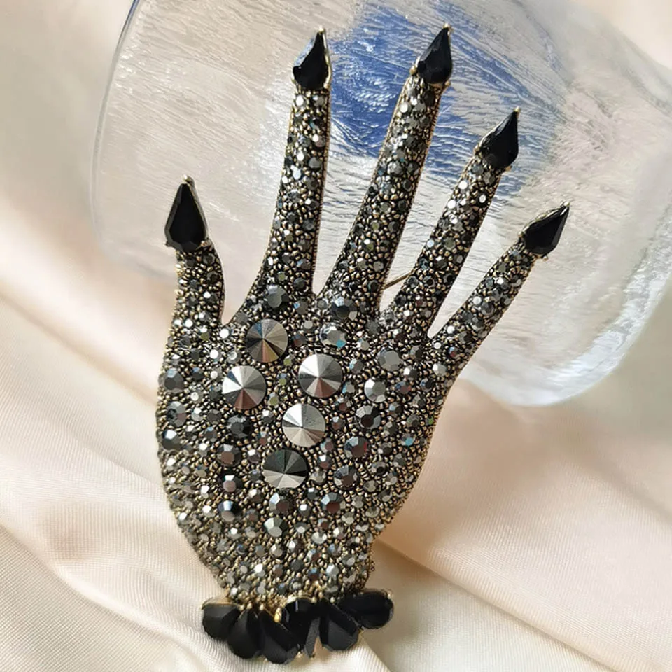 Zlxgirl Statement punk Ghost hand shape big brooches jewelry of man gift fashion Gray Rhinestone crystal pin broches scarf pins
Zlxgirl Statement punk Ghost hand shape big brooches jewelry of man gift fashion Gray Rhinestone crystal pin broches scarf pins