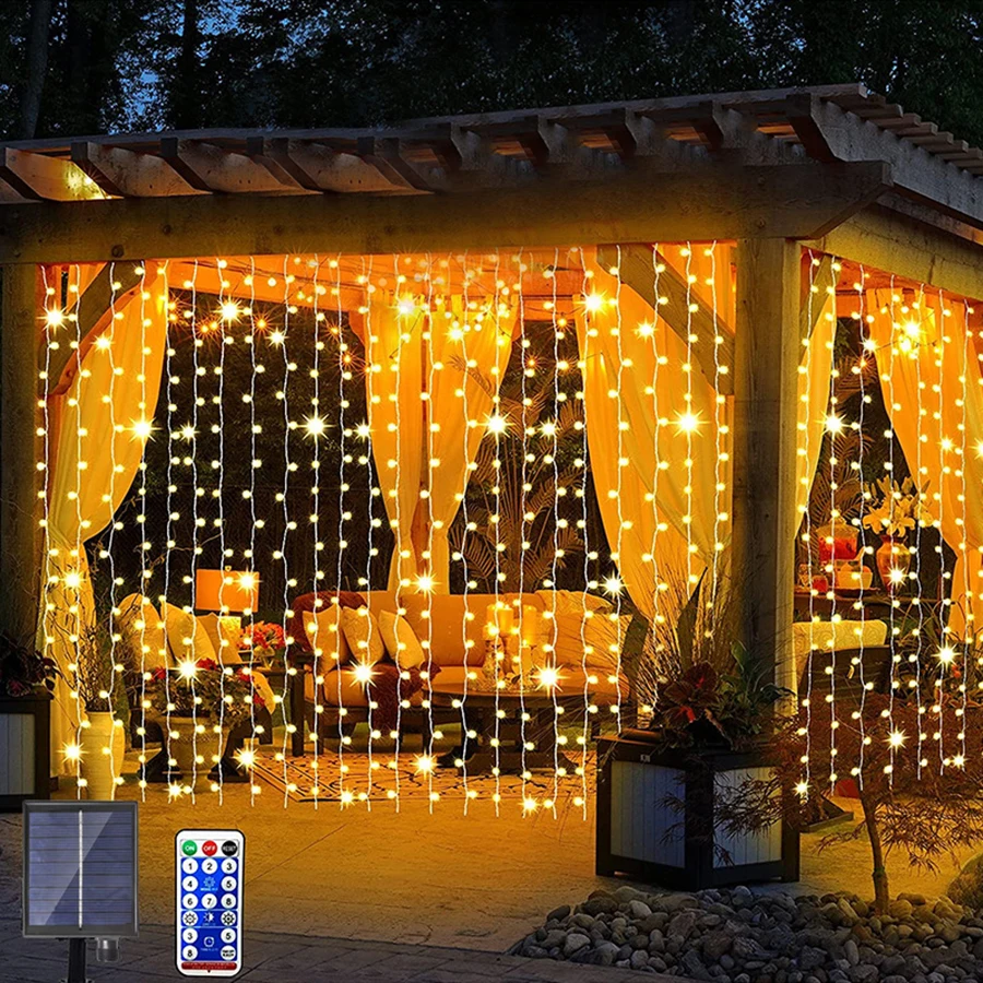 3x2/3x3M Solar Powered Curtain String Light Solar LED Window Curtain Fairy Light for Xmas Tree Patio Garden Wedding Party Decor
3x2/3x3M Solar Powered Curtain String Light Solar LED Window Curtain Fairy Light for Xmas Tree Patio Garden Wedding Party Decor