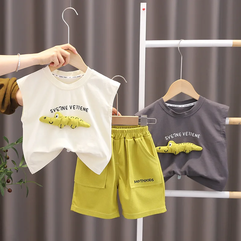 2023 Summer Boys Girls Clothing Sets Vest Set Sleeveless Korean Version Thin Breathable Kids Leisure Two-piece Clothe Set
2023 Summer Boys Girls Clothing Sets Vest Set Sleeveless Korean Version Thin Breathable Kids Leisure Two-piece Clothe Set