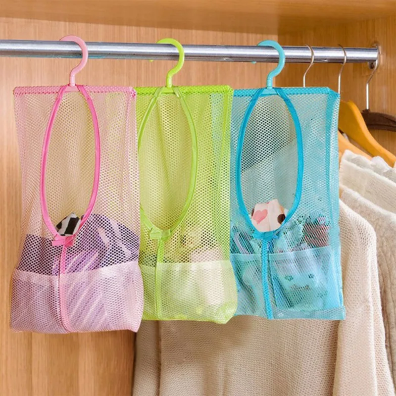 

Hanging Storage Bag Bathroom Soap Towel Debris Draining Mesh bag Organizer Balcony Socks Underwear Drying Clothes Basket