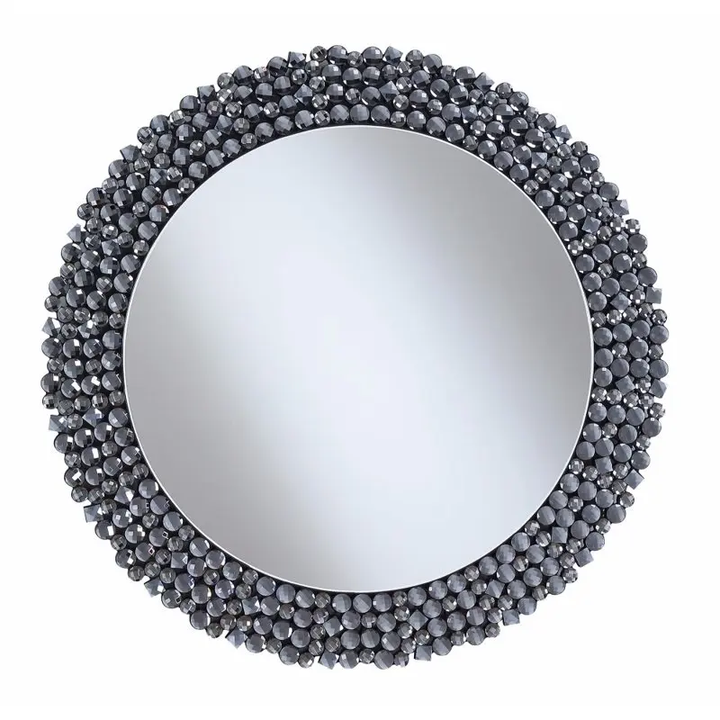 

Designed Round Contemporary Wall Mirror, Silver-