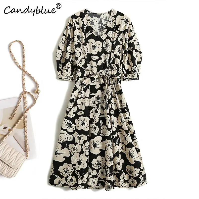 Romantic Vintage Print V-Neck Put Waist Bubble-sleeve Dress Short Sleeve Chic Elegant Mid-Calf Summer Dresses For Women 2023
Romantic Vintage Print V-Neck Put Waist Bubble-sleeve Dress Short Sleeve Chic Elegant Mid-Calf Summer Dresses For Women 2023