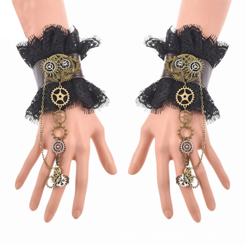 1 пара кружевных манжет с кольцом, манжеты на запястье, фатиновые манжеты в стиле стимпанк для свадебной вечеринки 
1 пара кружевных манжет с кольцом, манжеты на запястье, фатиновые манжеты в стиле стимпанк для свадебной вечеринки