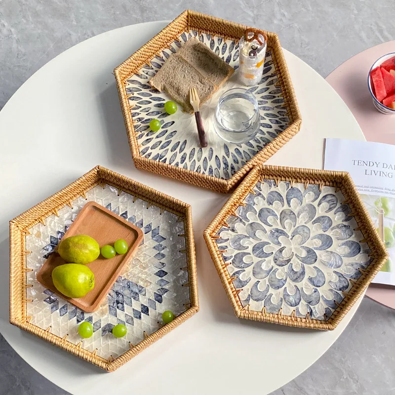 Rattan Shell Storage Tray Creative Color Storage Polygon Home Living Room Cake Coffee Fruit Basket Candy Restaurant Tray
Rattan Shell Storage Tray Creative Color Storage Polygon Home Living Room Cake Coffee Fruit Basket Candy Restaurant Tray