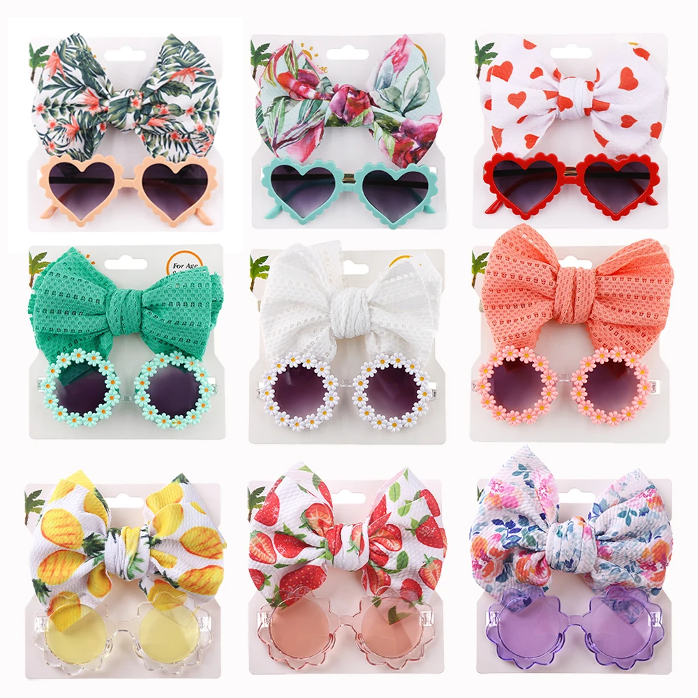 New Baby Girls Hair Accessories Fashion Sun Flower Sunglasses Bow Hairband Set Newborn Head Bands Summer Beach Photography Props
New Baby Girls Hair Accessories Fashion Sun Flower Sunglasses Bow Hairband Set Newborn Head Bands Summer Beach Photography Props