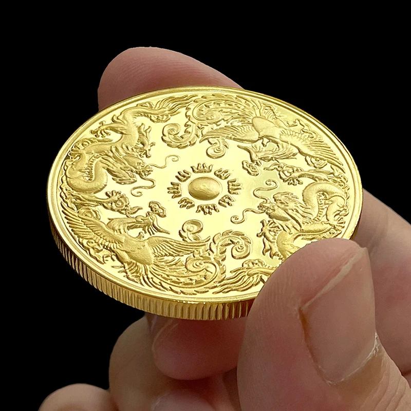 

Китайские монеты-талисманы, Коллекционная монета на удачу с драконом и Фениксом, памятные монеты, Коллекционные сувениры, домашний декор