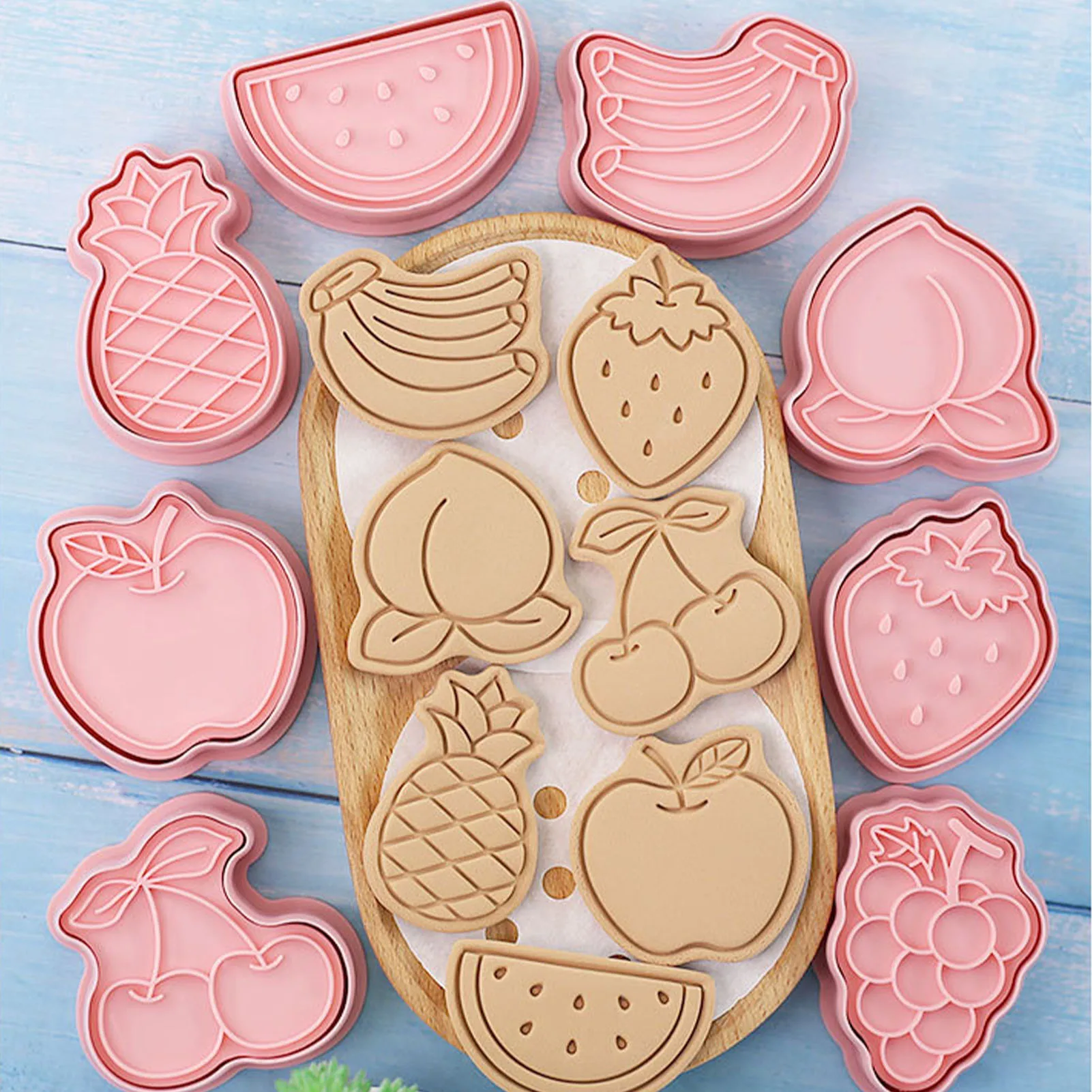 8Pcs 3D Biscuit Cutter Fruit Shape Cookie Cutter Set with Plunger Stamps DIY Cake Printing Stencils Birthday Gift Cookie Stamper
8Pcs 3D Biscuit Cutter Fruit Shape Cookie Cutter Set with Plunger Stamps DIY Cake Printing Stencils Birthday Gift Cookie Stamper