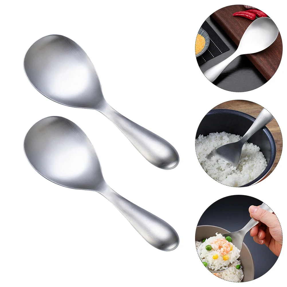 

Rice Spoon Paddle Scoop Serving Spoons Cooking Soup Cooker Metal Spatula Kitchen Stick Server Non Scoops Steel Utensil Ladle