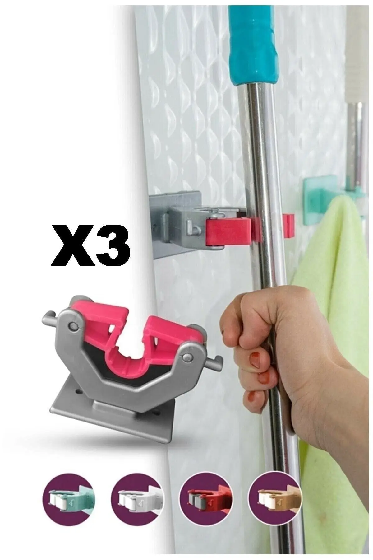Mop vacuum cleaner Brush And Mop Rack Handle Holder Kitchen Bathroom Hanger 3 Pcs
Mop vacuum cleaner Brush And Mop Rack Handle Holder Kitchen Bathroom Hanger 3 Pcs