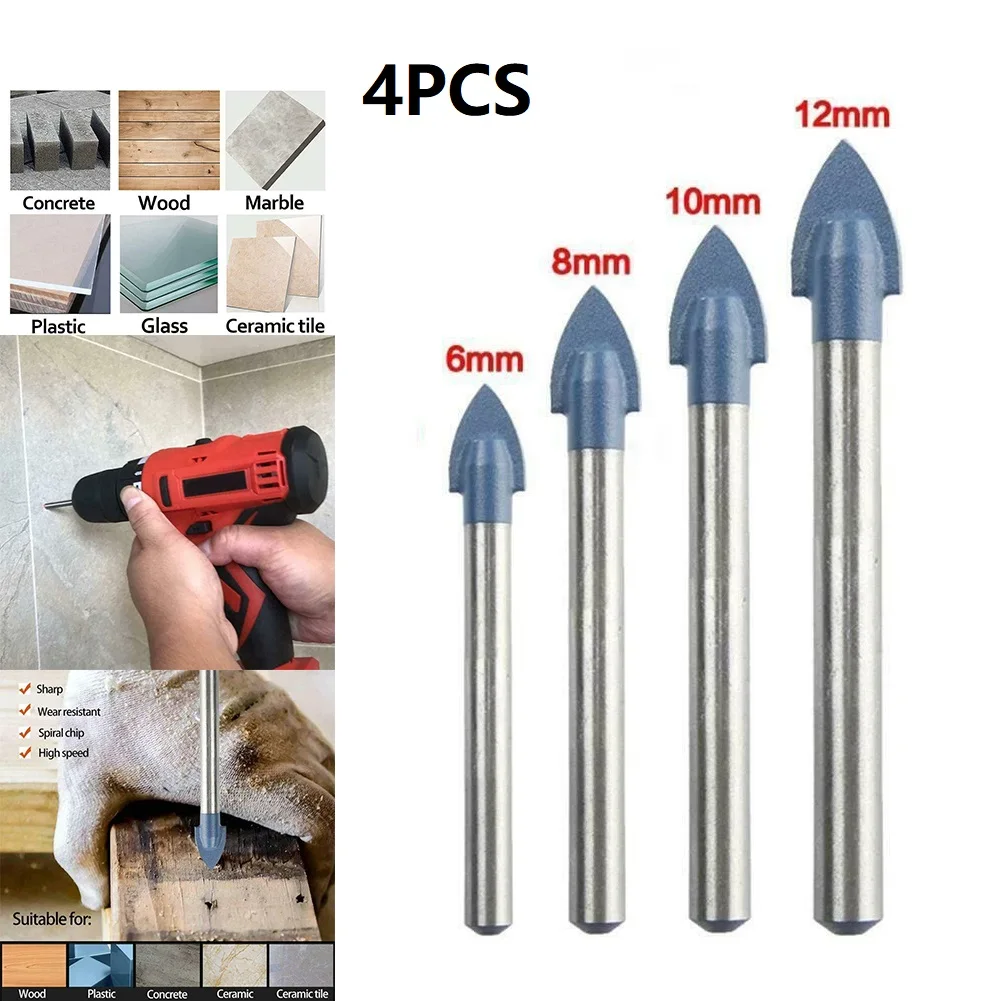 4pcs 6/8/10/12mm Glass Tile Diamond Tip Drill Bit Set Tungsten Carbide Tipped Titanium Coated Core Drill Bit Set For Granite
4pcs 6/8/10/12mm Glass Tile Diamond Tip Drill Bit Set Tungsten Carbide Tipped Titanium Coated Core Drill Bit Set For Granite