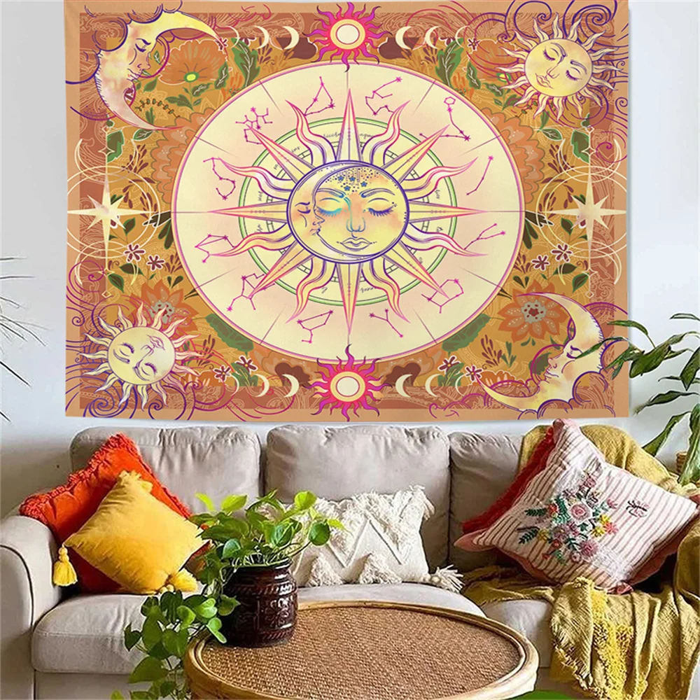 Gold Sun Moon Face Tapestry Mandala Home Decor Geometric Floral Wall Hanging Square Background Cloth for Living Room Boho Mural
Gold Sun Moon Face Tapestry Mandala Home Decor Geometric Floral Wall Hanging Square Background Cloth for Living Room Boho Mural