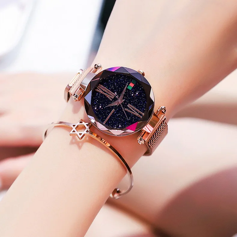 

Relogio Feminino Fashion Women Starry Sky Watches Magnetic Mesh Belt Watch Women Dress Luminous Quartz Wristwatch Zegarek Damski