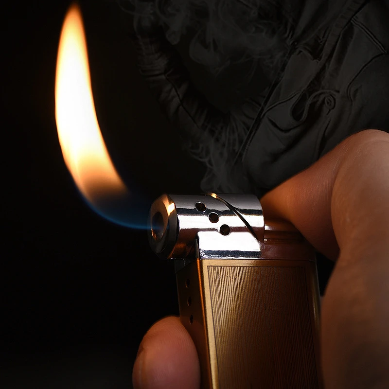 Новинка газовая зажигалка с косым огнем для табака металлическая ветрозащитная