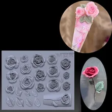 1pc Rose Flower 3D Acrylic Nail Mold Nail Art Decorations Silicone Stamping Plates Nails Products Nail Accessories