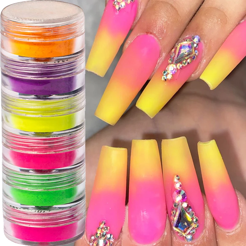 6 шт./коробка, неоновые тени для маникюра 
6 шт./коробка, неоновые тени для маникюра