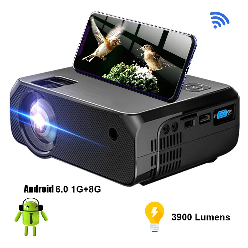 Android Projector Wifi Android 6.0 Mini Portable Projector 3900 Lumens Home Cinema For 1080P Phone Video Beamer PR57001 Hot Sale
Android Projector Wifi Android 6.0 Mini Portable Projector 3900 Lumens Home Cinema For 1080P Phone Video Beamer PR57001 Hot Sale