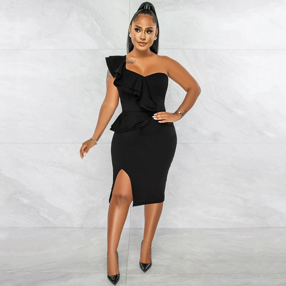 Mr Hunkle Solid Color Dresses For Women Unilateral Ruffle Sleeve Off Shoulder Slit Sexy Vestidos Slim Fashion Casual Femme Robe
Mr Hunkle Solid Color Dresses For Women Unilateral Ruffle Sleeve Off Shoulder Slit Sexy Vestidos Slim Fashion Casual Femme Robe