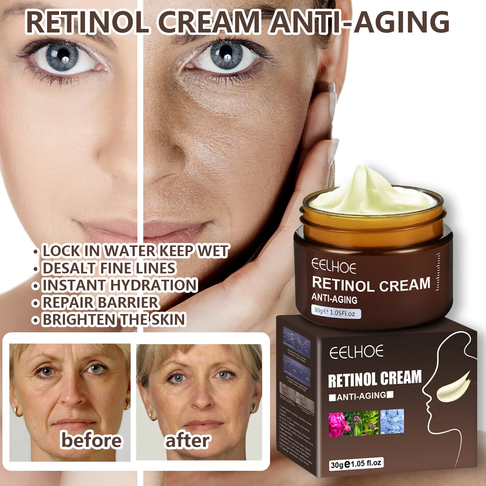 Retinol Face Cream Anti-aging Anti-wrinkle Brightening Skin Care Moisturizing Firming Facial Skin Whitening Cream Beauty Health
Retinol Face Cream Anti-aging Anti-wrinkle Brightening Skin Care Moisturizing Firming Facial Skin Whitening Cream Beauty Health