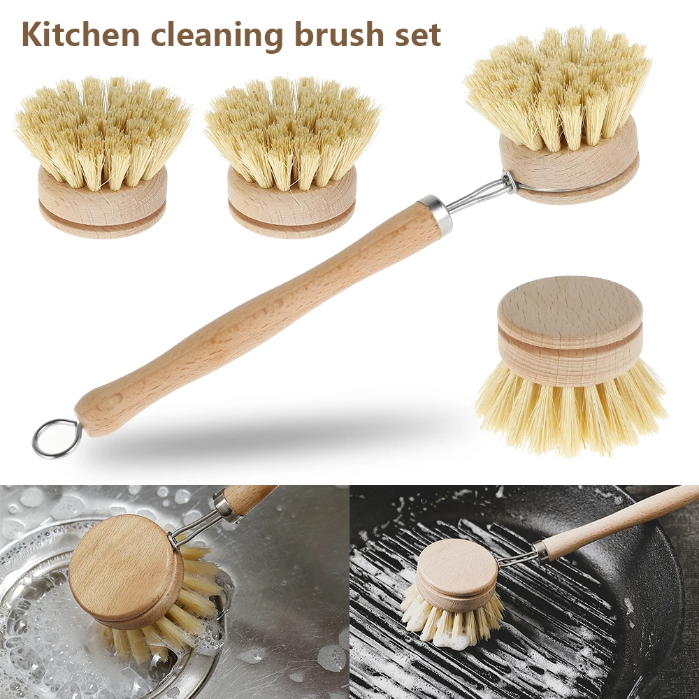 Wooden Kitchen Dish Brush Set Long Handle Pan Brush with 4 Replacement Brush Heads Natural Dish Pot Brushing Tool Household
Wooden Kitchen Dish Brush Set Long Handle Pan Brush with 4 Replacement Brush Heads Natural Dish Pot Brushing Tool Household