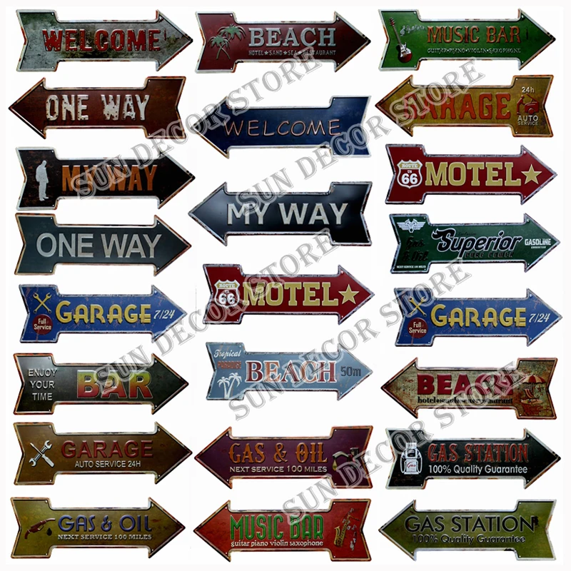 Restaurant WELCOME BAR BEACH GARAGE Arrow Metal Irregular Tin Signs Advertising Board Wall Pub Home Art Decor 42X10CM A (1)
Restaurant WELCOME BAR BEACH GARAGE Arrow Metal Irregular Tin Signs Advertising Board Wall Pub Home Art Decor 42X10CM A (1)
