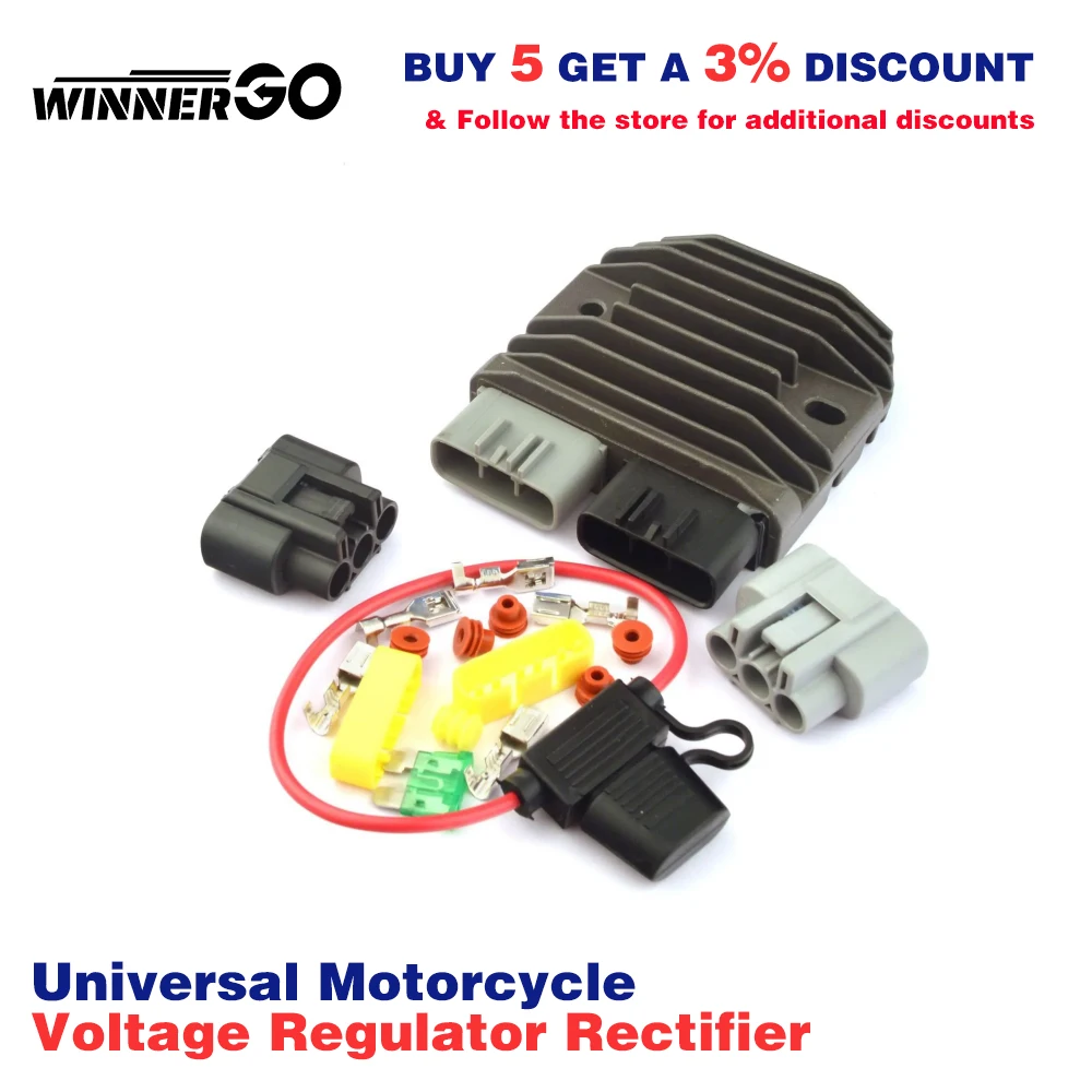 Universal Motorcycle Voltage Regulator Rectifier Three-Phase Full Wave 12V Honda CB FA Kawasaki ZG GTR MOSFET Suzuki KTM Ducati
Universal Motorcycle Voltage Regulator Rectifier Three-Phase Full Wave 12V Honda CB FA Kawasaki ZG GTR MOSFET Suzuki KTM Ducati