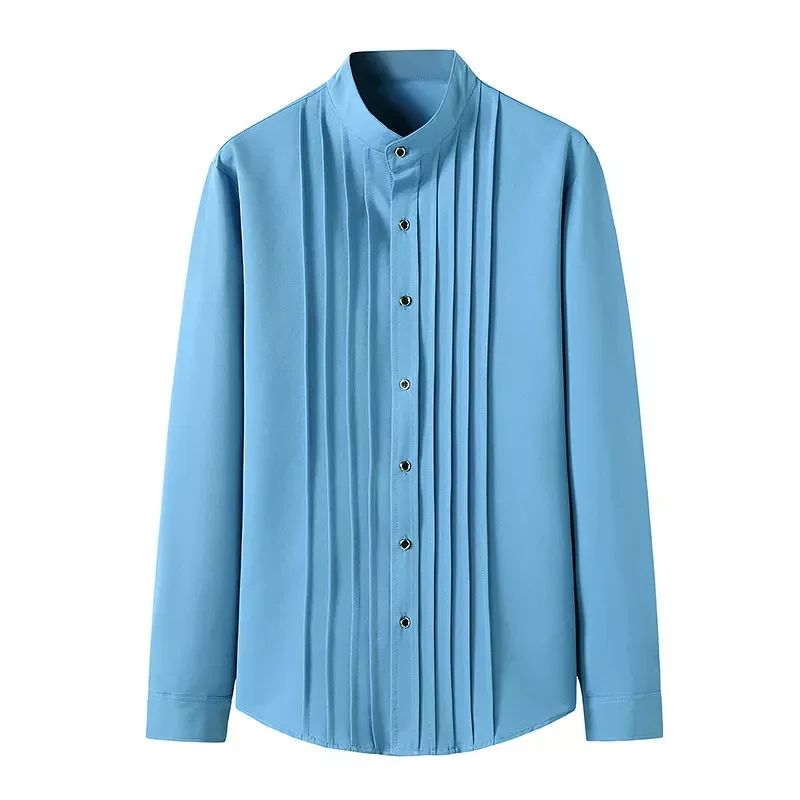 Fall New Hanging Shot Men's Business Solid Color Pleated Henry Collar Long Sleeve Shirt
Fall New Hanging Shot Men's Business Solid Color Pleated Henry Collar Long Sleeve Shirt