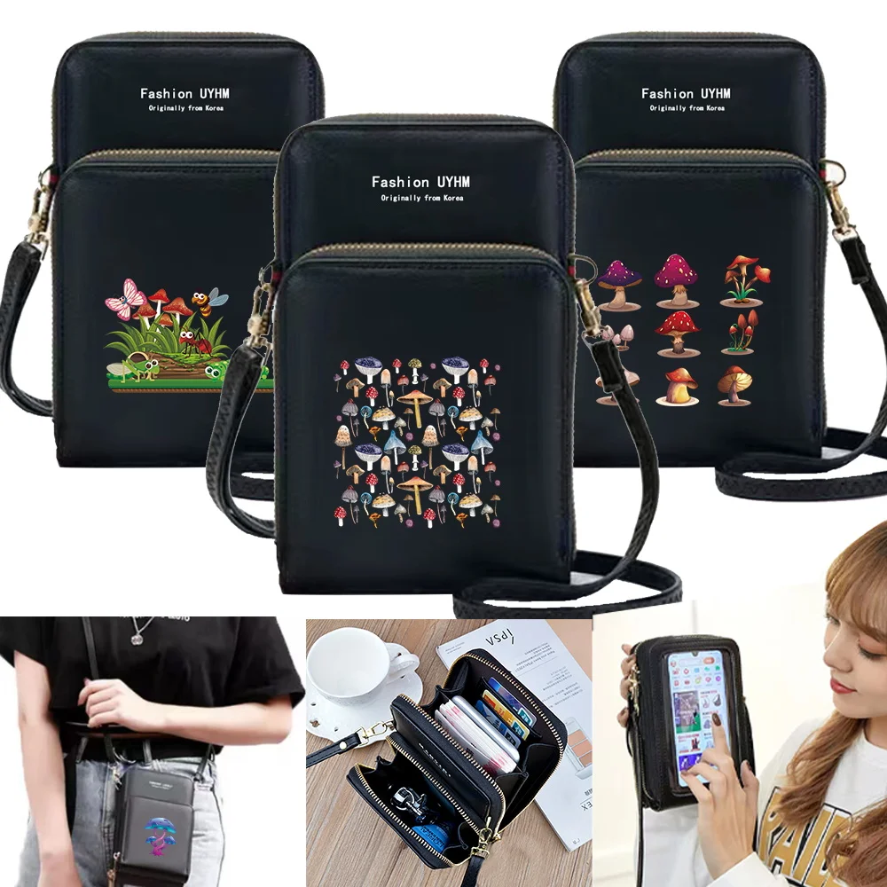 Touch Screen Phone Bag Shoulder Messenger Bags Card Holders Women Leather Zipper Mushroom Print Clutch Purse Crossbody Handbag
Touch Screen Phone Bag Shoulder Messenger Bags Card Holders Women Leather Zipper Mushroom Print Clutch Purse Crossbody Handbag