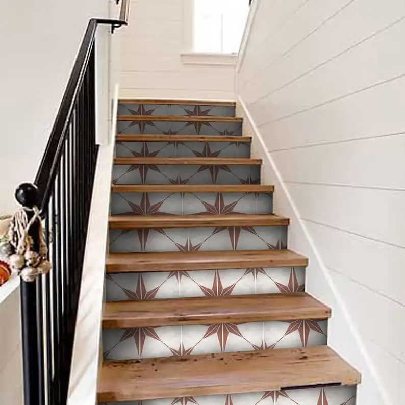 Stair Riser Stickers - Removable Stair Riser Tile Decals - Astra Tiera Red Pack of 6 - Peel & Stick Stair Riser Deco Strips - 48
Stair Riser Stickers - Removable Stair Riser Tile Decals - Astra Tiera Red Pack of 6 - Peel & Stick Stair Riser Deco Strips - 48