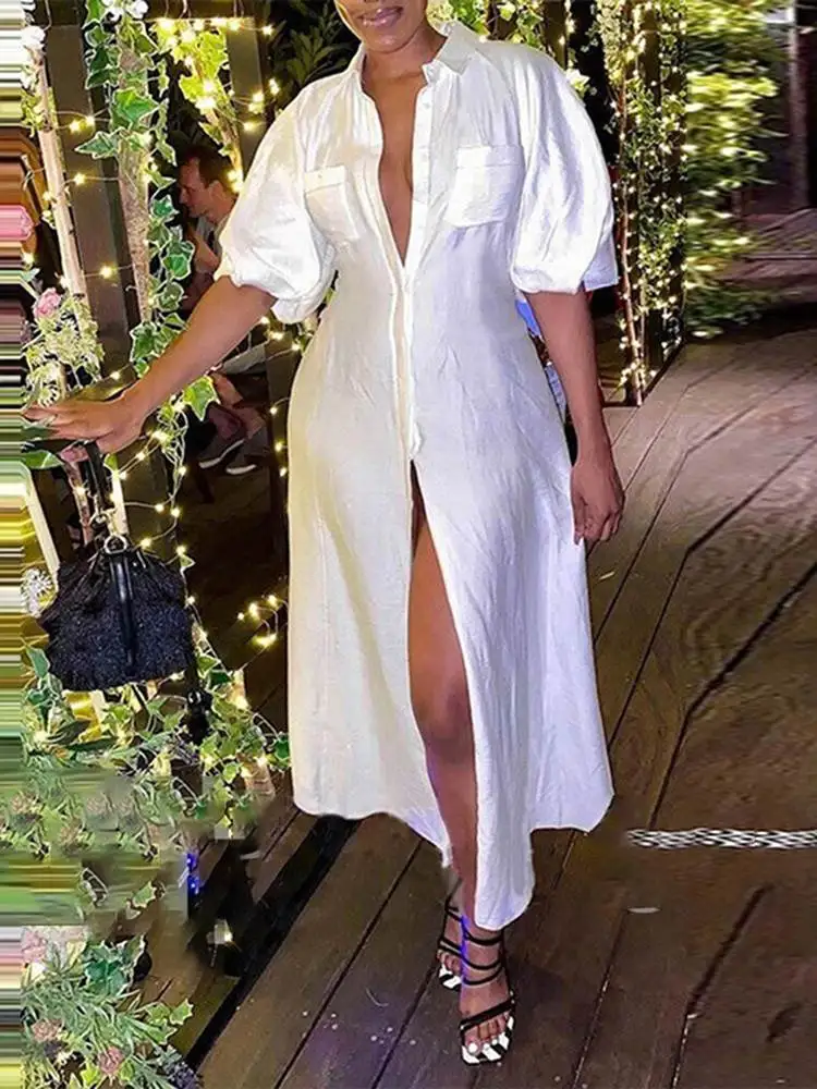 Women Bohemian Dress VONDA 2022 Half Sleeve Lapel Vestidos Femme Button Maxi Long Sundress Split Hem Beach Robe Oversized
Women Bohemian Dress VONDA 2022 Half Sleeve Lapel Vestidos Femme Button Maxi Long Sundress Split Hem Beach Robe Oversized