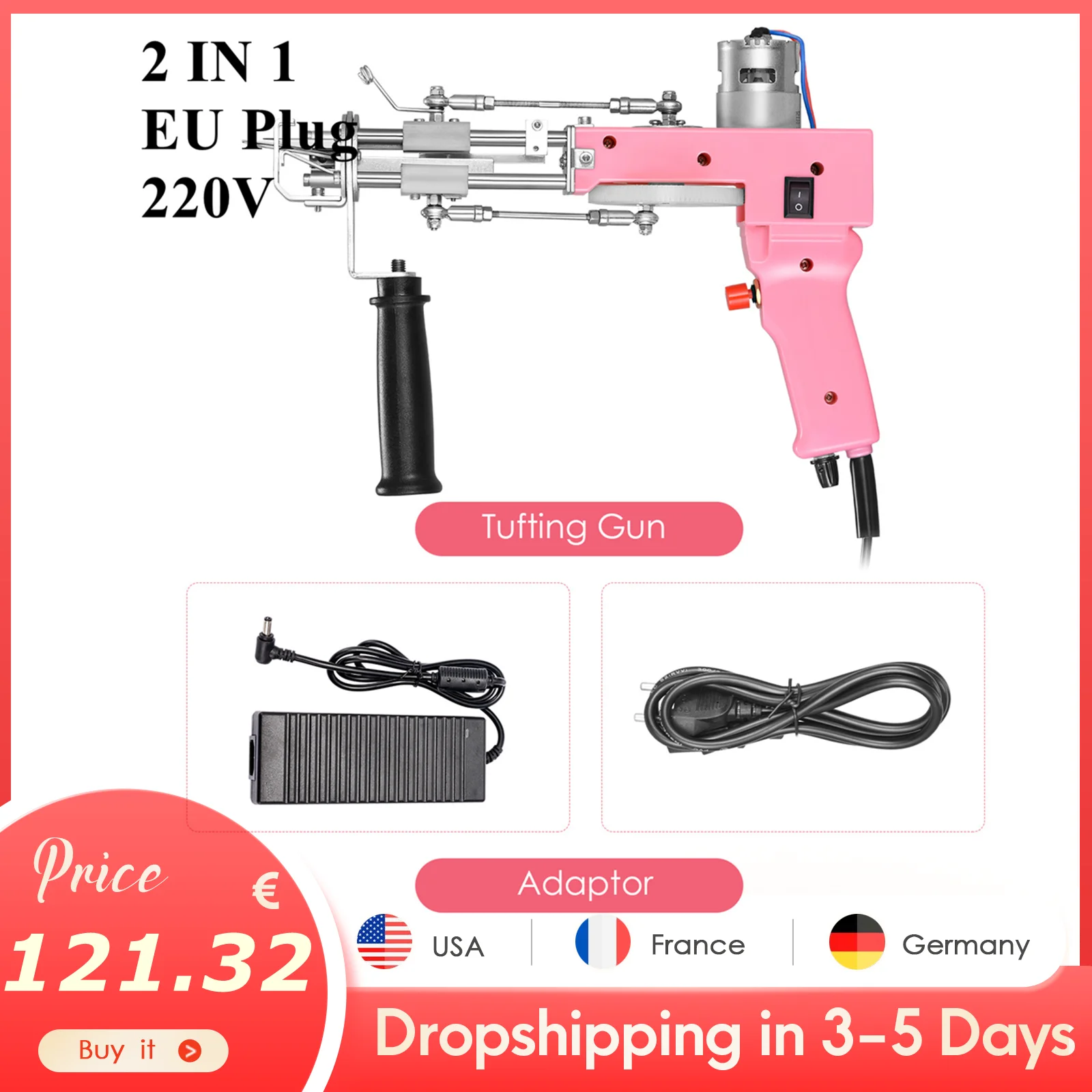 

2 In 1 Tufting Gun Can Do Cut Pile And Loop Pile Electric Carpet Rug Guns, Carpet Weaving Knitting Machine With 5-40 Stitches