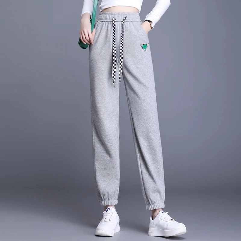 

ZUZK Draw Cord Casual Harlan Pants For Women Spring Summer 2022 New Lace-up Elastic-Waisted Harem Sport Pants Loose Pants