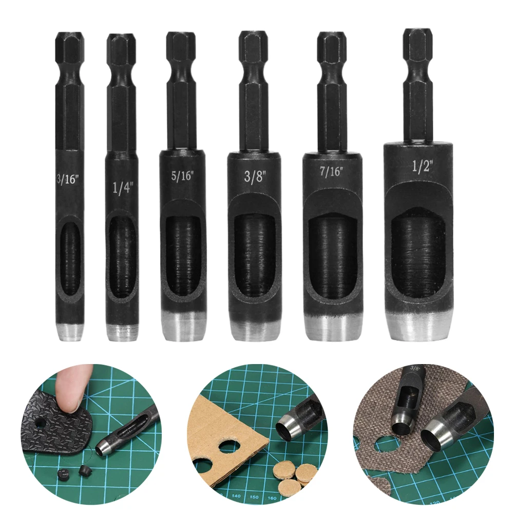 6pcs Leather Craft Hollow Hole Puncher 3/16''-1/2'' Plastic Rubber PVC Card Punching Tools For Electric Drill Tools Accessories
6pcs Leather Craft Hollow Hole Puncher 3/16''-1/2'' Plastic Rubber PVC Card Punching Tools For Electric Drill Tools Accessories