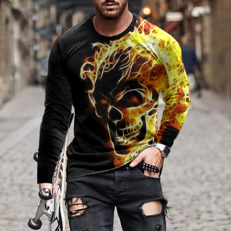 3D Skull Pattern Men's Fashion T-Shirts Long Sleeve Spring Autumn Street Wear Horror Style 3D Print Male Tops Tee Plus Size 6XL
3D Skull Pattern Men's Fashion T-Shirts Long Sleeve Spring Autumn Street Wear Horror Style 3D Print Male Tops Tee Plus Size 6XL