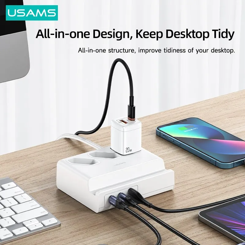 USAMS P1 PD 65W Fast Charger Stand QC AFC FCP Electrical Socket With 2m Extension Cable For Macbook Pro iPhone iPad Laptop Phone
USAMS P1 PD 65W Fast Charger Stand QC AFC FCP Electrical Socket With 2m Extension Cable For Macbook Pro iPhone iPad Laptop Phone