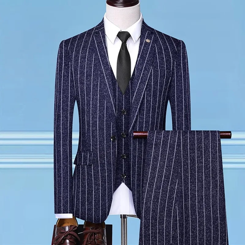 3 Pieces Set Mens Suits Stripe Slim Fit Wedding Suits Groom Tuxedos Formal Business Casual Work Wear Suits (Blazer+Pants+Vest)
3 Pieces Set Mens Suits Stripe Slim Fit Wedding Suits Groom Tuxedos Formal Business Casual Work Wear Suits (Blazer+Pants+Vest)