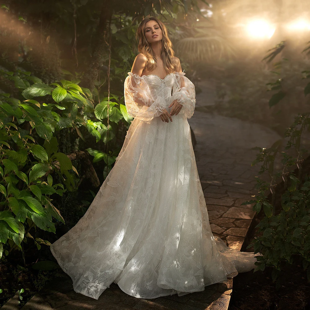 Sparkle Chic Appliques Backless Wedding Dresses Exquisite 2022 Sweetheart With Pearls Sweep Train A Line Tulle Bridal Gowns 
Sparkle Chic Appliques Backless Wedding Dresses Exquisite 2022 Sweetheart With Pearls Sweep Train A Line Tulle Bridal Gowns