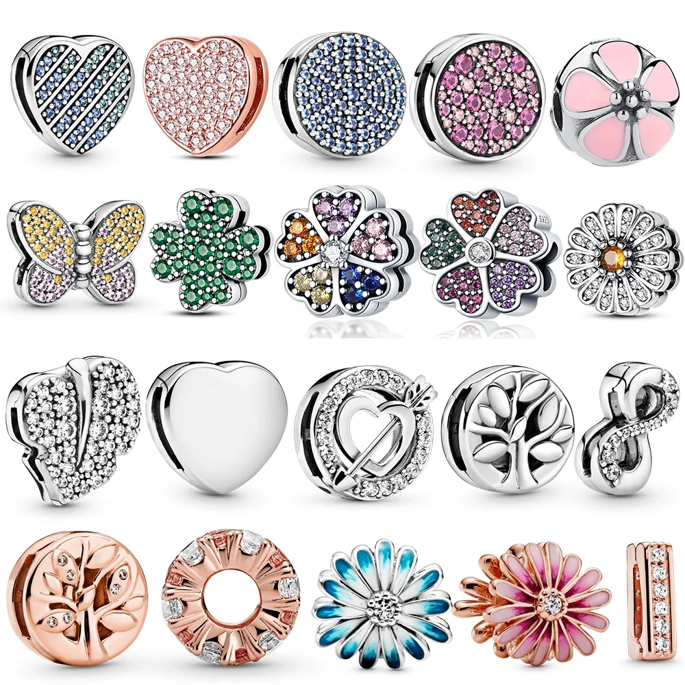

MULA 925 Sterling Silver Bead Bracelet Fit Original Reflexions Clip Charms Bracelet DIY Jewelery Heart Round Shape Charm