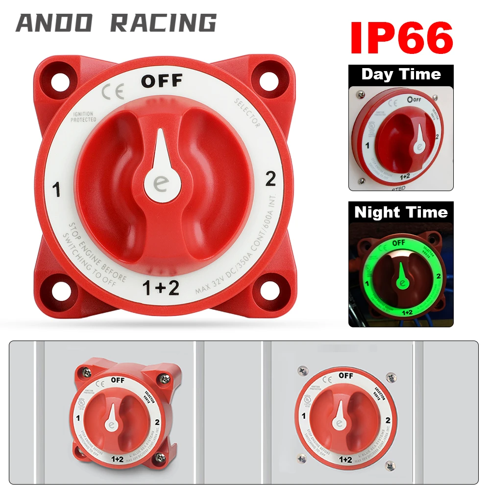 4 Position 32V 350A Luminous 2 Battery Disconnect Switches AFD Isolator Disconnect Rotary Switch for Marine Boat Truck RV
4 Position 32V 350A Luminous 2 Battery Disconnect Switches AFD Isolator Disconnect Rotary Switch for Marine Boat Truck RV