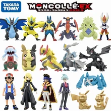 TAKARA TOMY Anime Figures Pokemon Trainer Ash Ketchum Pikachu Charizard X Zeraora Lucario Haxorus Kyurem Solgaleo Figure Toys