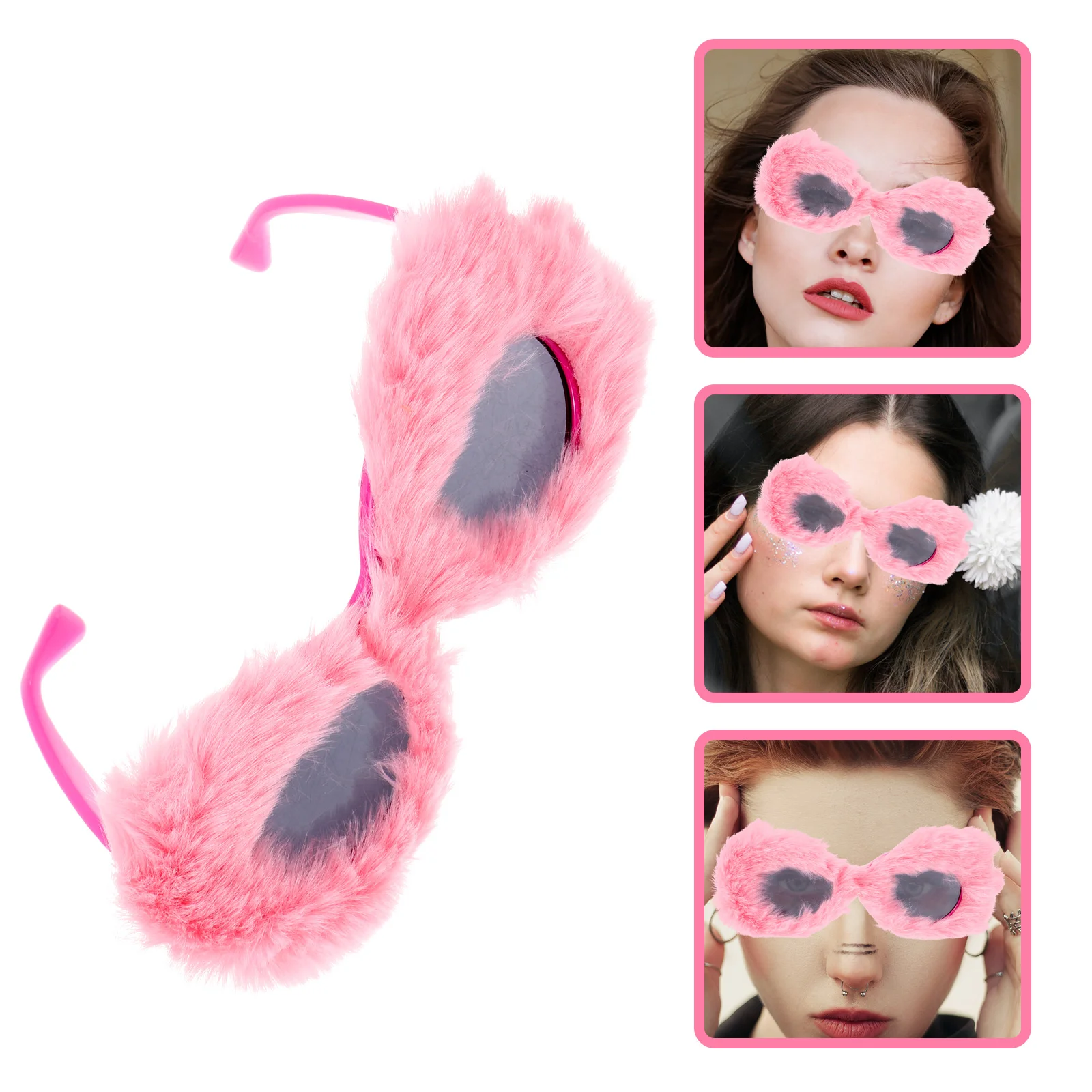 

Furry Eyeglasses Party Sunglasses Prop Cute Sunglasses Decoration Funny Glasses for Women