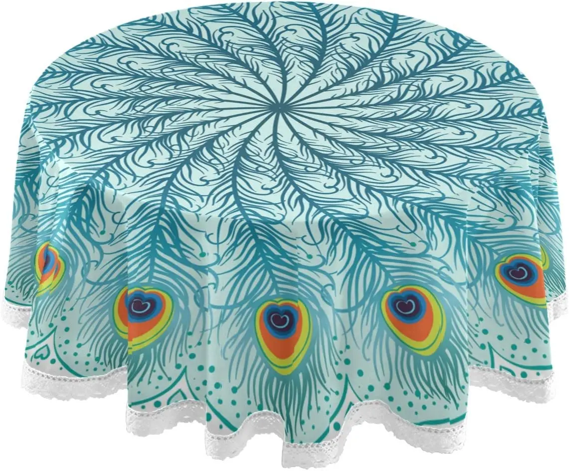 Peacock Feathers Mandala Round Table Cloth Traditional Mandala Polyester White Lace Tablecloth 60 Inch Table Decor for Party
Peacock Feathers Mandala Round Table Cloth Traditional Mandala Polyester White Lace Tablecloth 60 Inch Table Decor for Party
