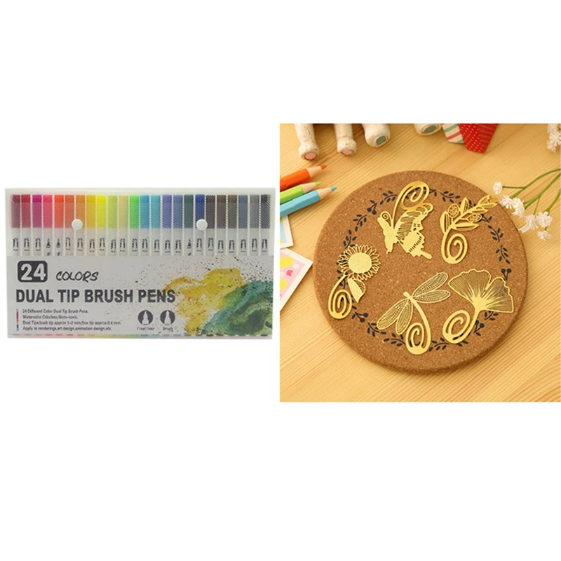 8Pcs Cute Cartoon Art Metal Gold Bookmarks Bookmark With 24 Color Fine Liner Dual Tip Brush Pen Drawing Watercolor
8Pcs Cute Cartoon Art Metal Gold Bookmarks Bookmark With 24 Color Fine Liner Dual Tip Brush Pen Drawing Watercolor