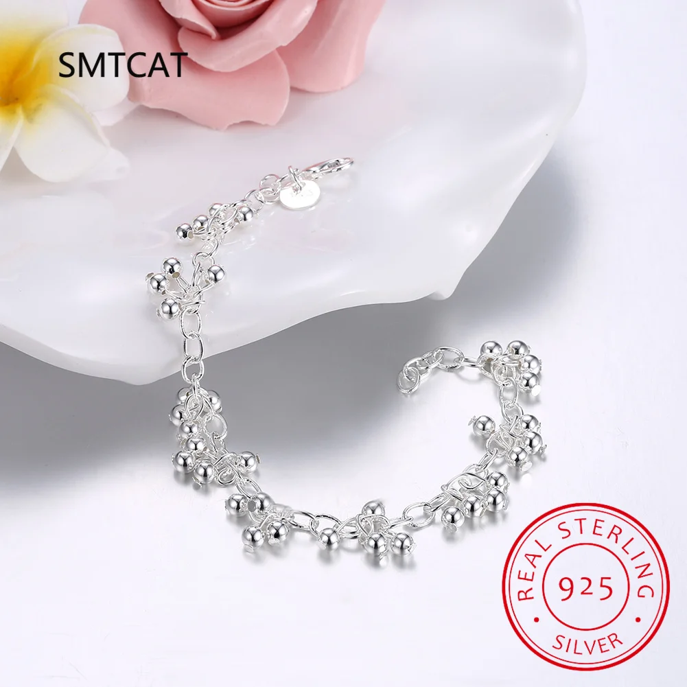 Браслет-цепочка женский из серебра 925 пробы с гладкими виноградными бусинами
Браслет-цепочка женский из серебра 925 пробы с гладкими виноградными бусинами