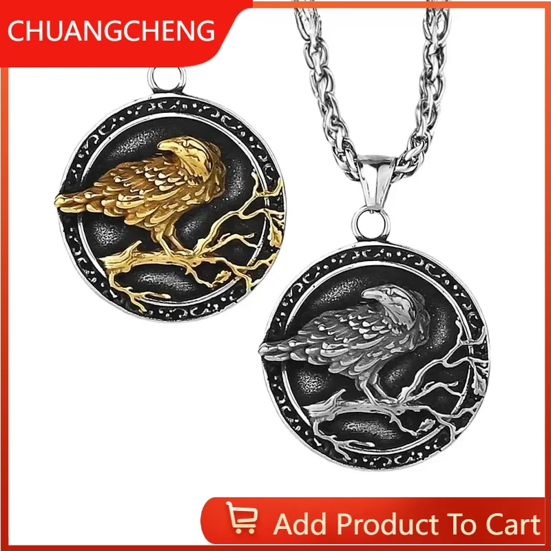 CHUANGCHENG Nordic Viking Golden Crow Personality Men's Chain Dominant Stainless Steel Pendant Necklace Chain
CHUANGCHENG Nordic Viking Golden Crow Personality Men's Chain Dominant Stainless Steel Pendant Necklace Chain