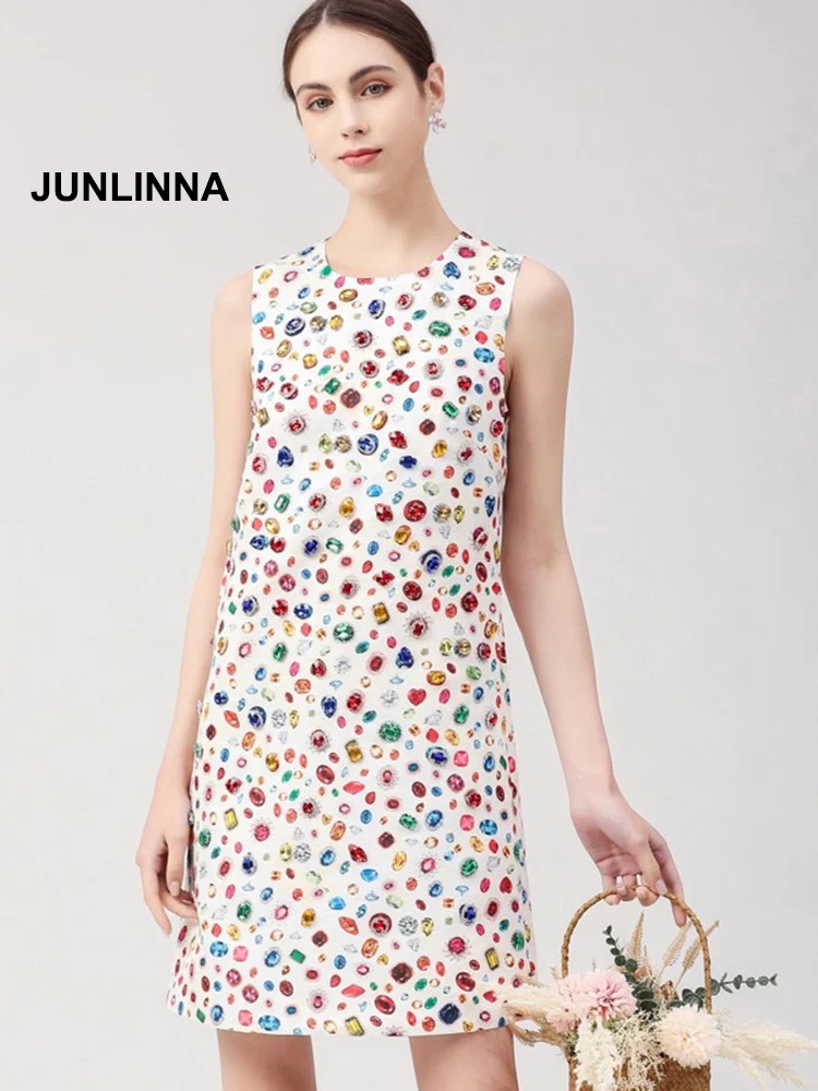 JUNLINNA Fashion Runway Dress Women 2022 Spring Summer New Printing and Crystal diamonds Loose Vestidos
JUNLINNA Fashion Runway Dress Women 2022 Spring Summer New Printing and Crystal diamonds Loose Vestidos