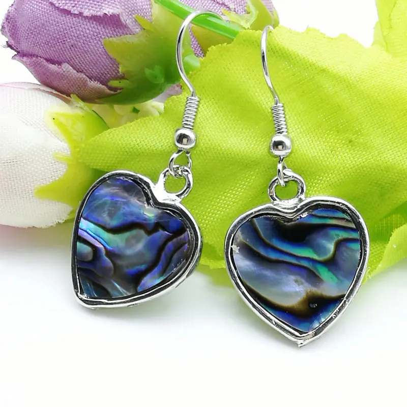 

Natural Abalone Shell Beads Heart Shape Earring for Women Trendy Accessories Metal Wraparound Fashion Crochet Ear Jewellery Gift