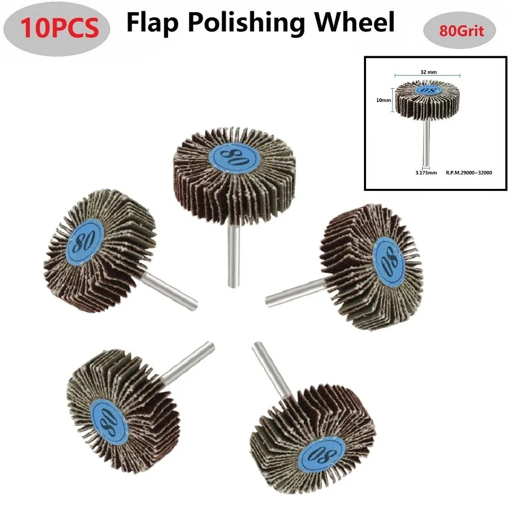 10pcs 80Grit Sanding Flap Wheel Disc Abrasive Grinding Dremel Accessories Sandpaper Polishing Tools Shank For Drill Disc Shutter
10pcs 80Grit Sanding Flap Wheel Disc Abrasive Grinding Dremel Accessories Sandpaper Polishing Tools Shank For Drill Disc Shutter